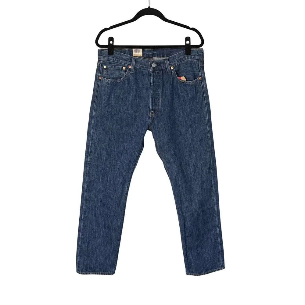 NWT Levis 501 Original‎ Fit Mens Button Fly Jeans Dark Wash 34x32